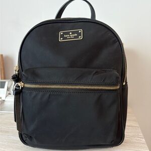 Kate Spade Chelsea Mini Backpack in Black Nylon with Gold Hardware